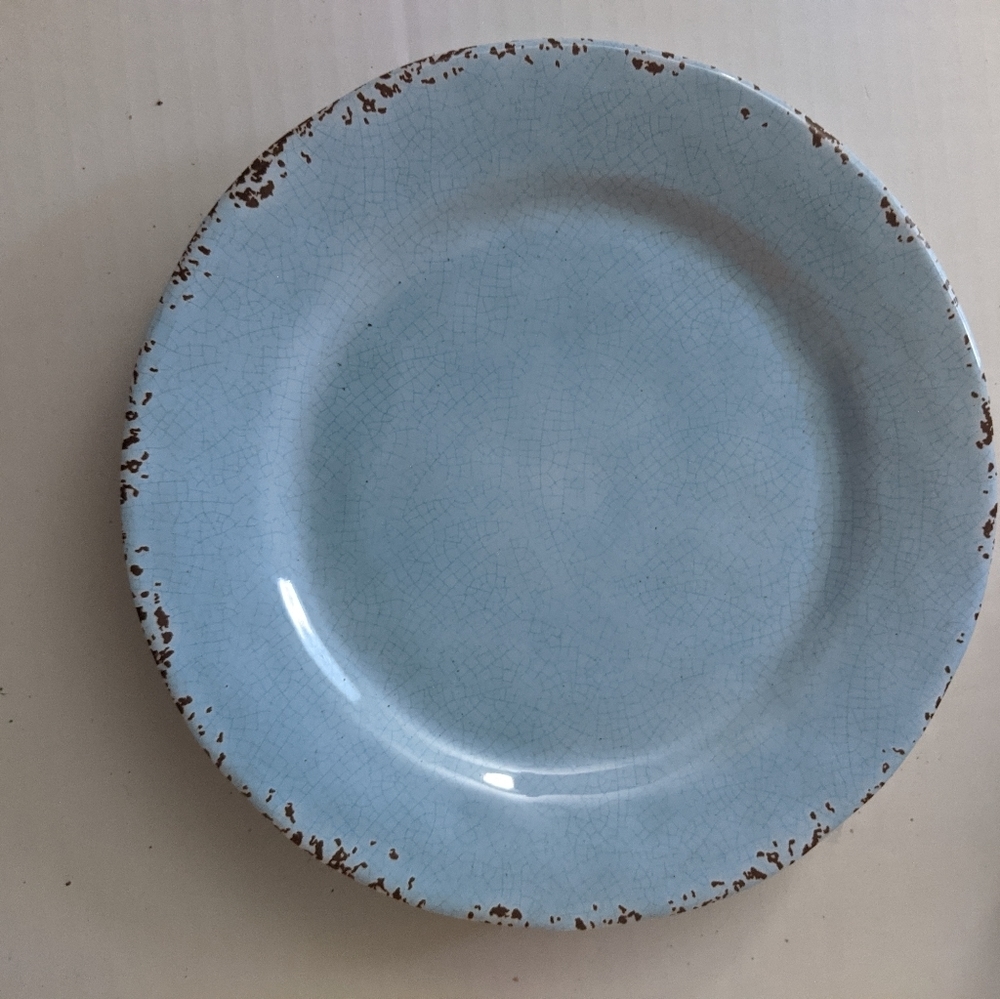 Tommy Bahama 2 Melamine Rustic Turquoise Blue Side Salad Plates